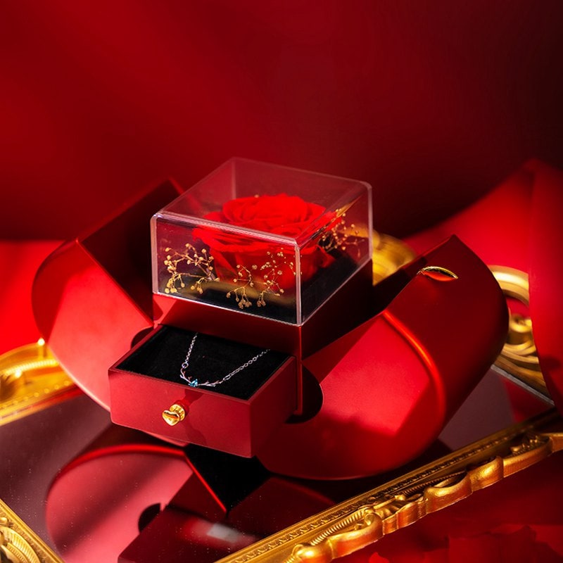 Girls' Jewelry Box with Preserved Rose and Dipped Stem -Shaped Gift Boxes for Gold - Image 18