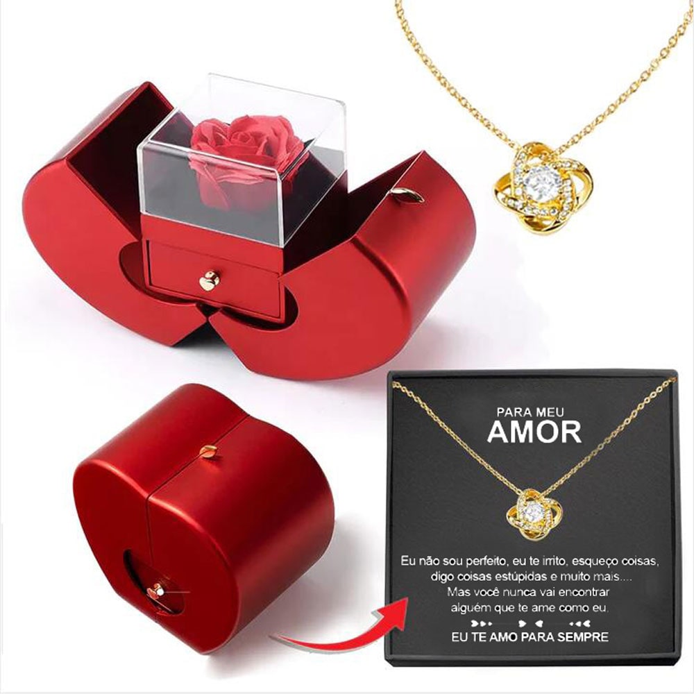 Girls' Jewelry Box with Preserved Rose and Dipped Stem -Shaped Gift Boxes for Gold - Image 20