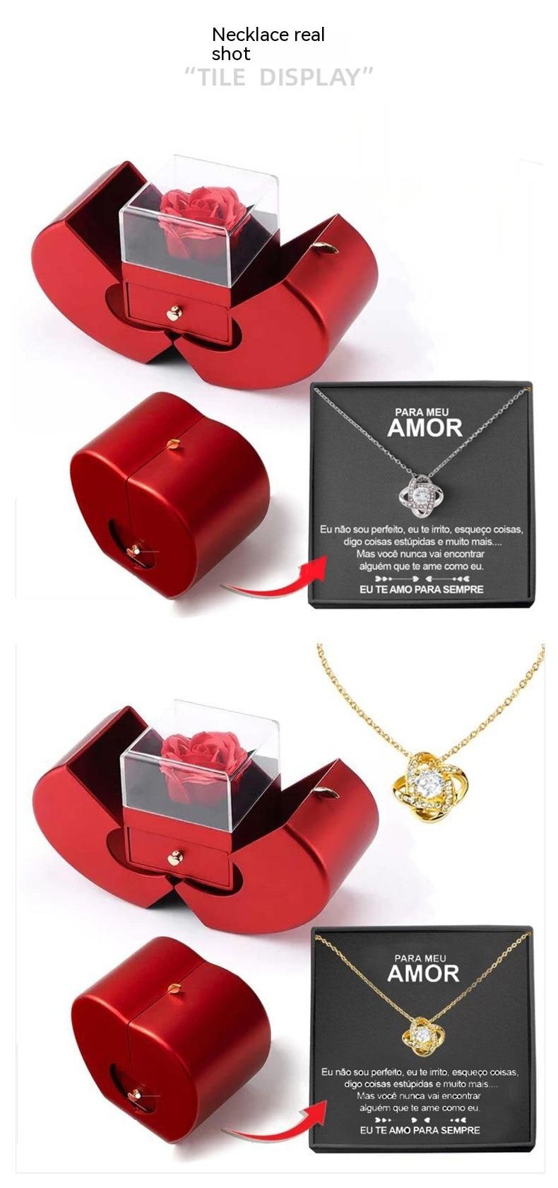 Girls' Jewelry Box with Preserved Rose and Dipped Stem -Shaped Gift Boxes for Gold - Image 25