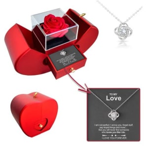 Girls' Jewelry Box with Preserved Rose and Dipped Stem -Shaped Gift Boxes for Gold - Image 5