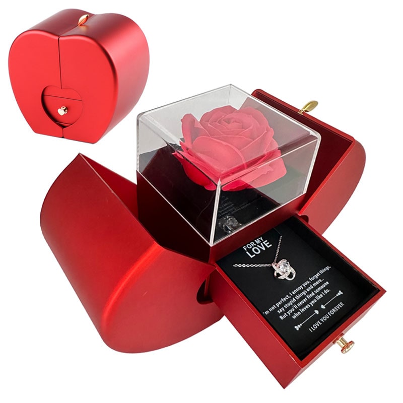 Girls' Jewelry Box with Preserved Rose and Dipped Stem -Shaped Gift Boxes for Gold - Image 6