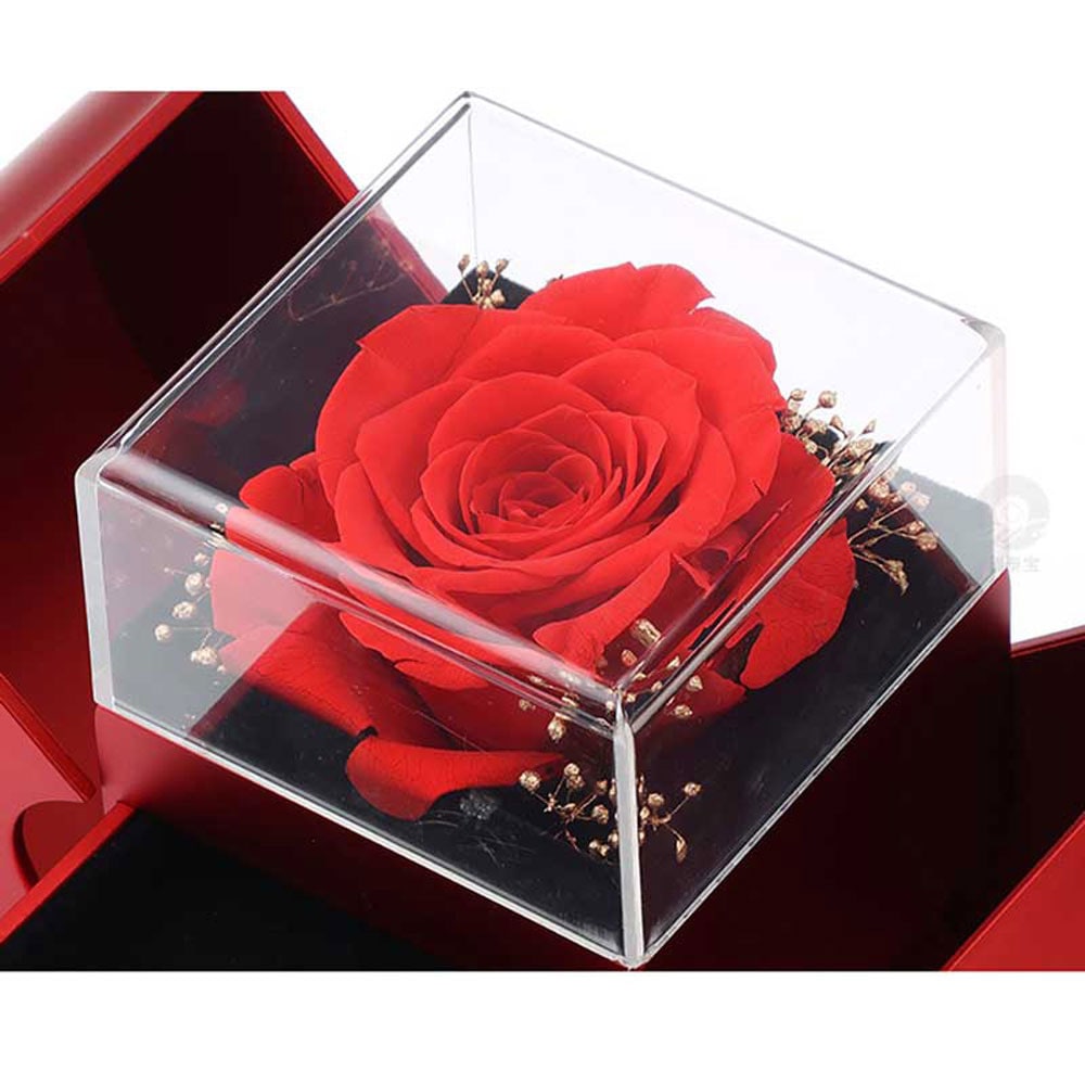 Girls' Jewelry Box with Preserved Rose and Dipped Stem -Shaped Gift Boxes for Gold - Image 7