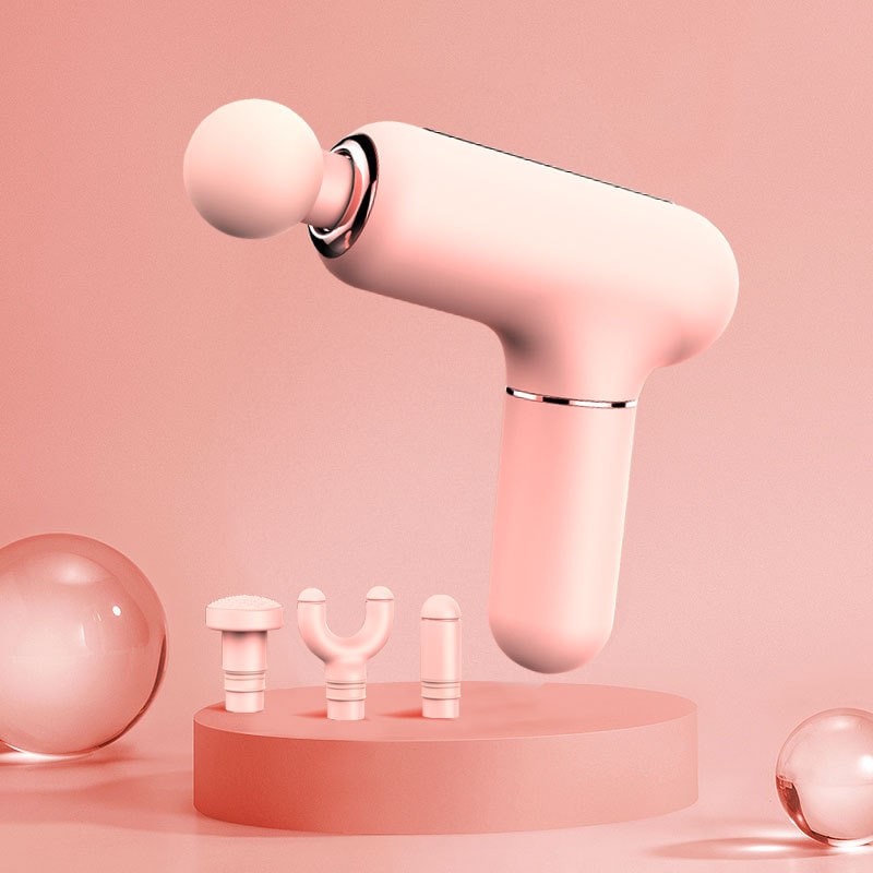 Girls' Mini Handheld Deep Tissue Massage Gun with Percussive Vibration and Four Interchangeable Heads - Image 3