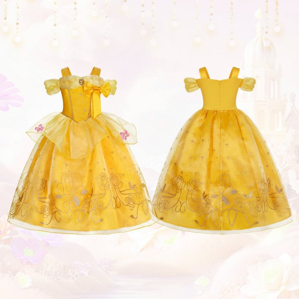 Girls' Princess Costume Dress with Tiara and Accessories Set - Image 20