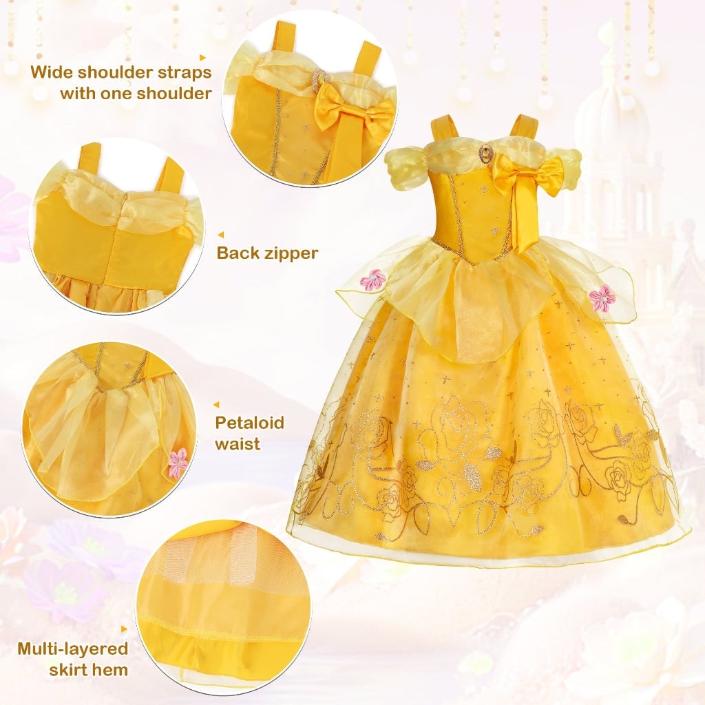 Girls' Princess Costume Dress with Tiara and Accessories Set - Image 21