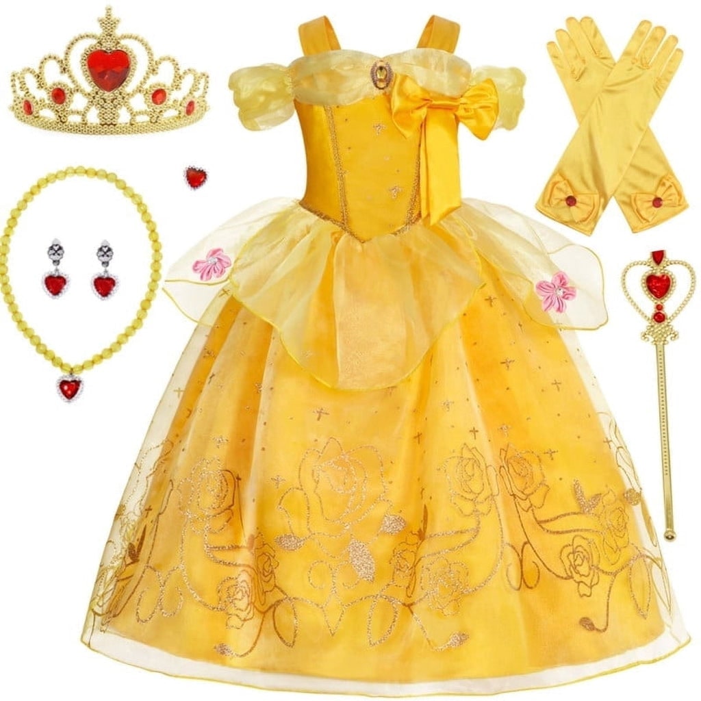 Girls' Princess Costume Dress with Tiara and Accessories Set - Image 22