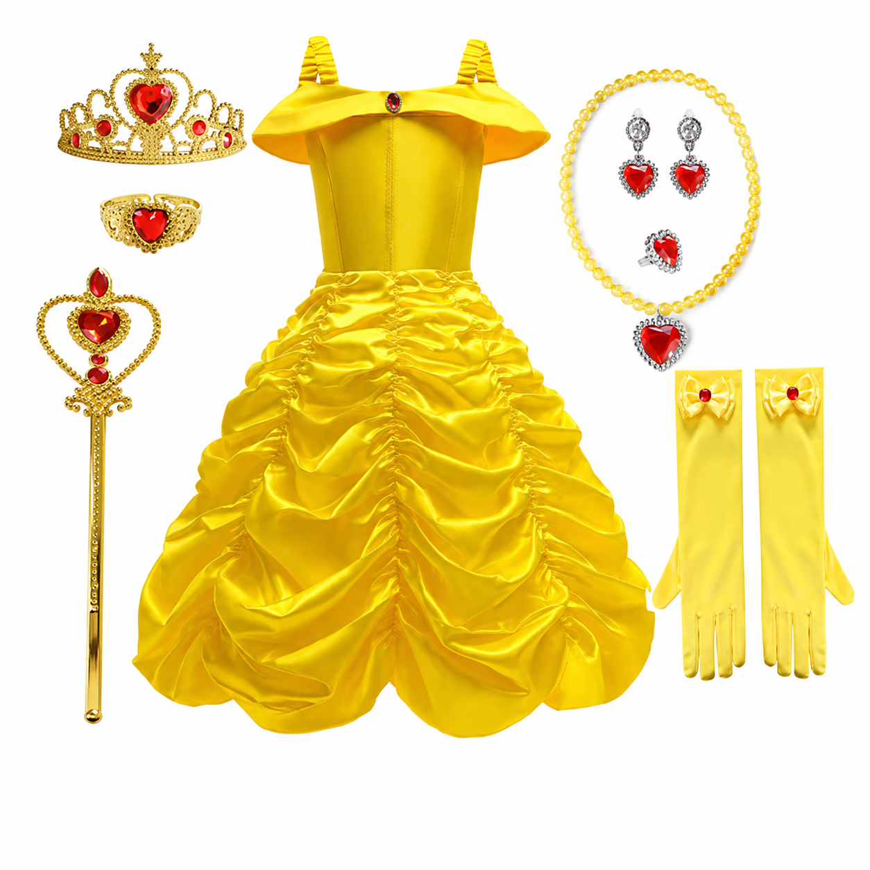 Girls' Princess Costume Dress with Tiara and Accessories Set - Image 7