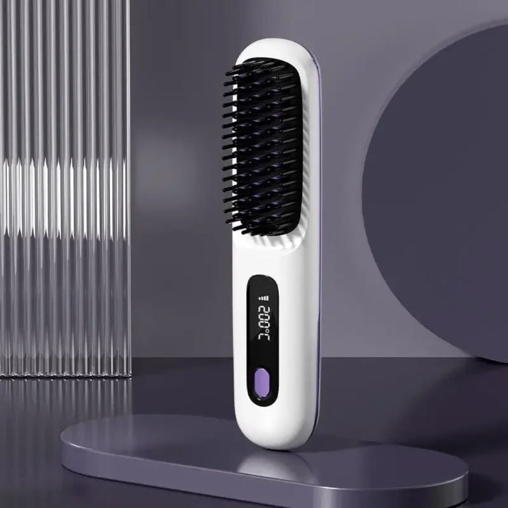 Hair Straightener Brush Cordless Rechargeable Wireless Portable USB Straightening - Image 4