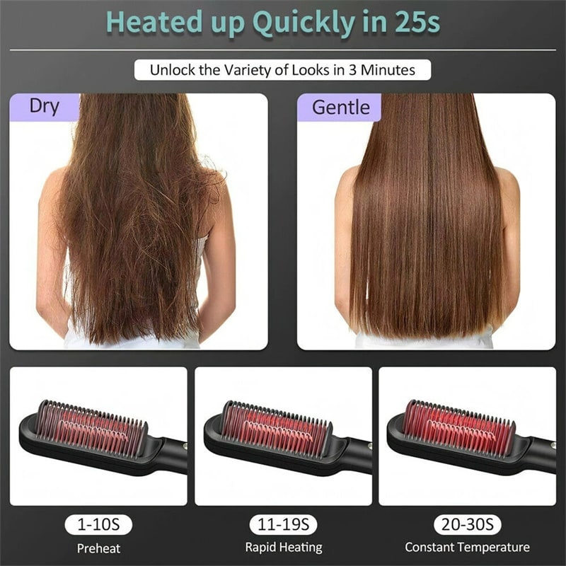 Hair Straightener Brush Ionic Technology Heated Ceramic Head and Temperature Control - Image 29