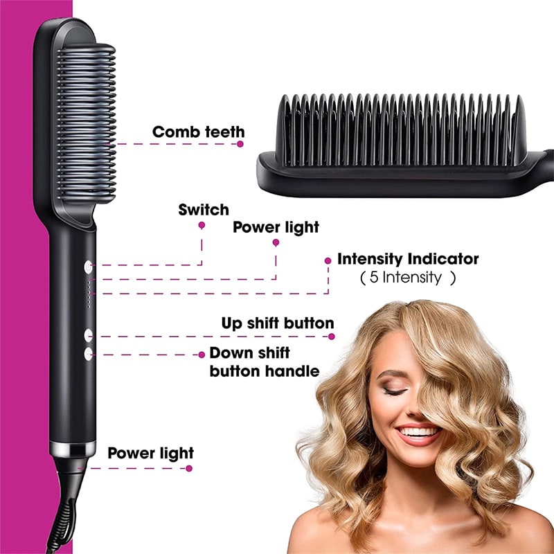Hair Straightener Brush Ionic Technology Heated Ceramic Head and Temperature Control - Image 50