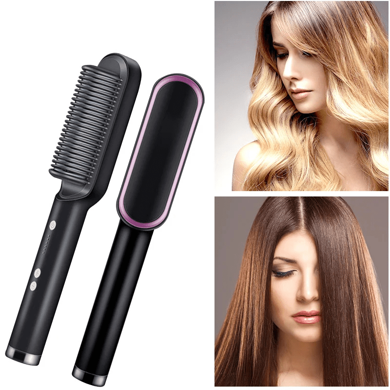 Hair Straightener Brush Straightening Comb Electric Heated LED Ionic Portable Styling - Image 2