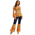 Halloween 70s Costume with Bell Bottom Pants and Hippie Theme Outfit Set 60s - Image 1