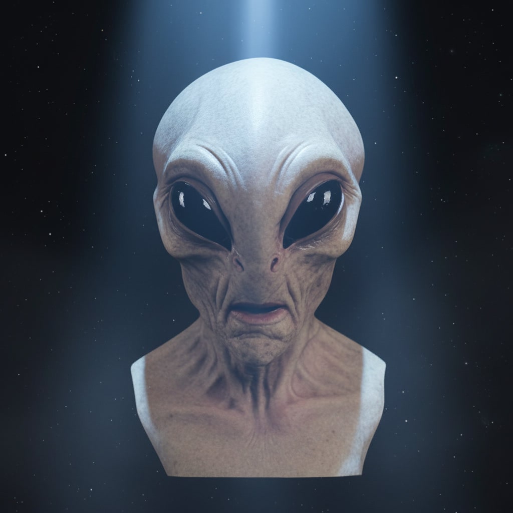 Halloween Alien Mask with Creepy Wrinkled Latex Full Head Design for Costume Party - Image 1