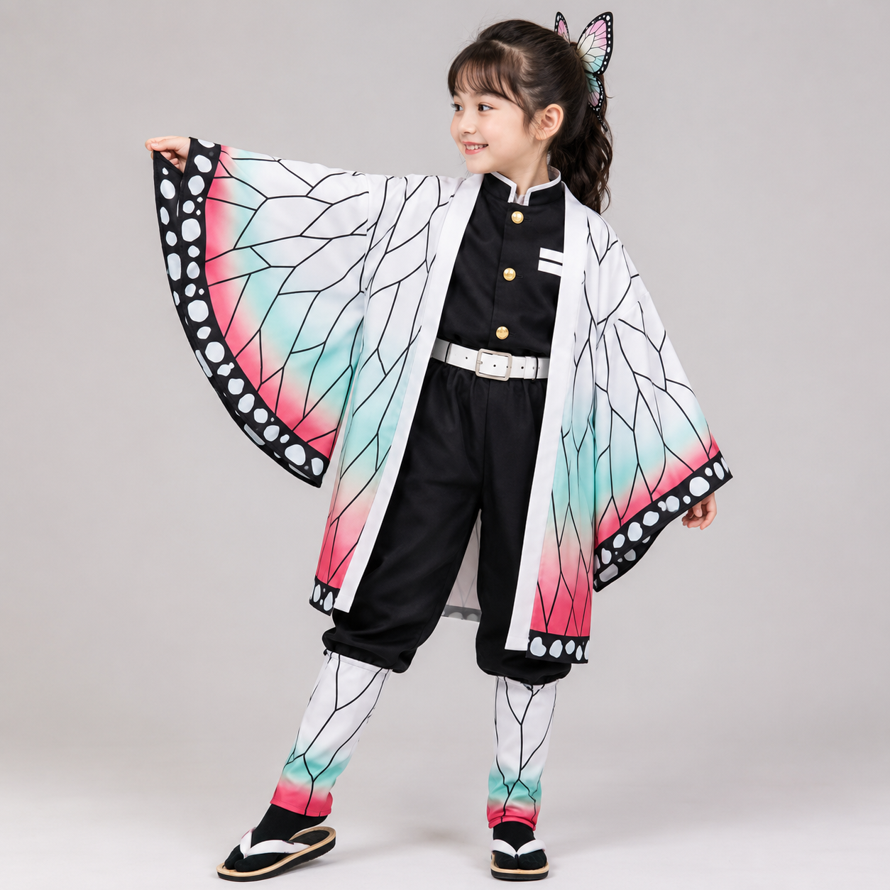 Halloween Anime Cosplay Costume and Outfits with Butterfly Haori Kimono and Leg Wraps for Party - Image 1