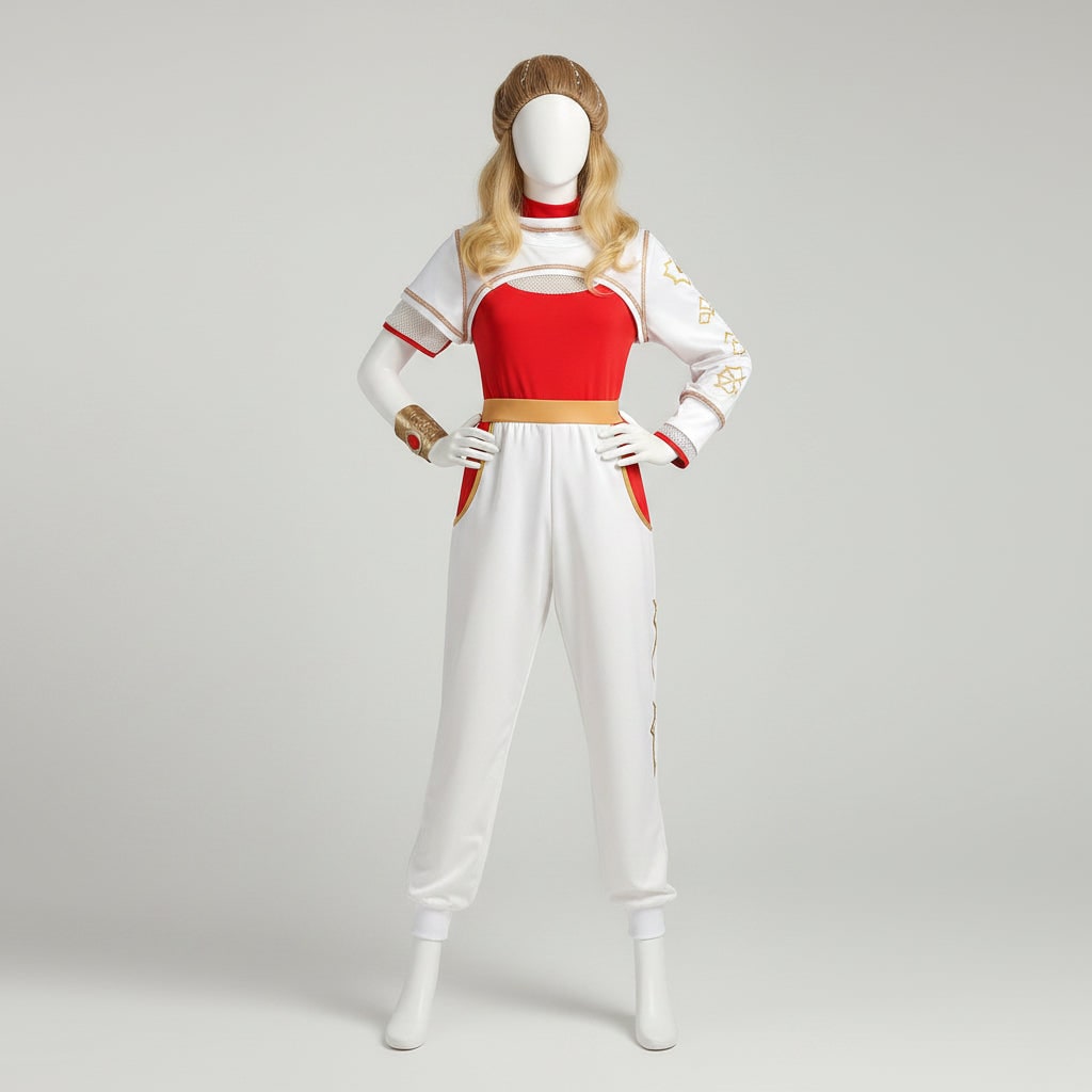 Halloween Anime Cosplay Costume Outfits with High Collar Gold Waistband Asymmetrical Sleeves - Image 3