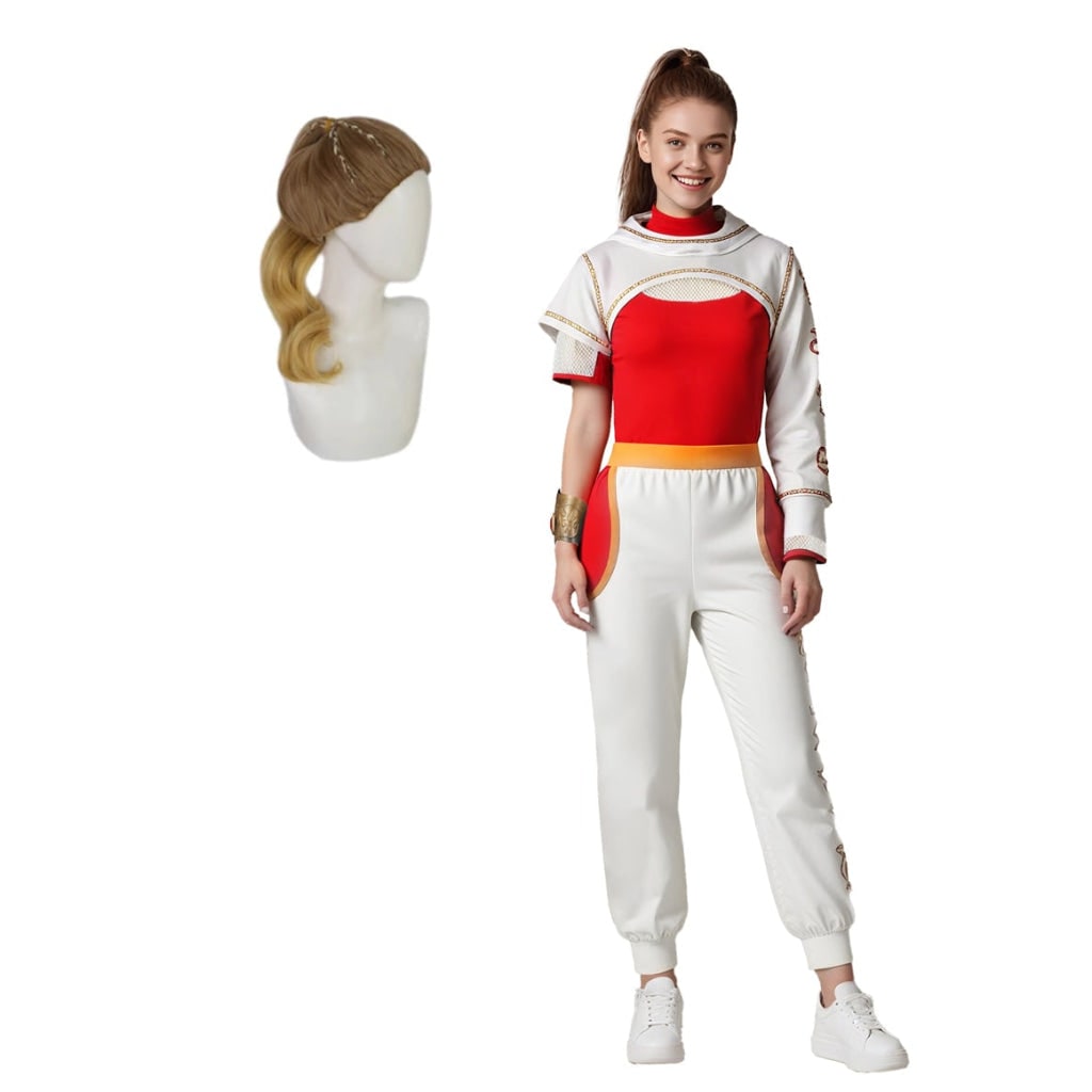Halloween Anime Cosplay Costume Outfits with High Collar Gold Waistband Asymmetrical Sleeves - Image 4