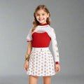 Halloween Anime Cosplay Costume Set with Hooded Shrug Pleated Skirt and Gold Doki - Image 1