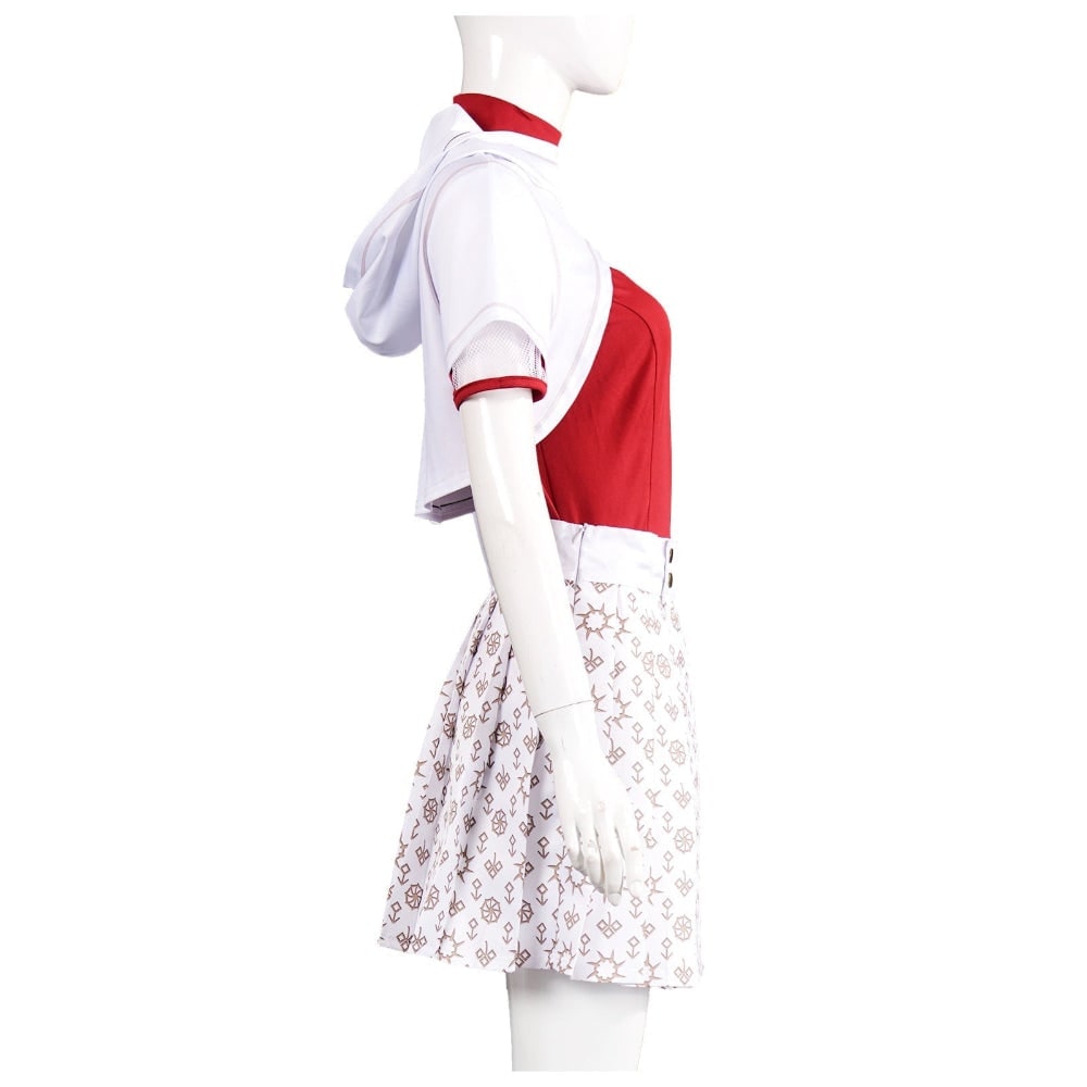 Halloween Anime Cosplay Costume Set with Hooded Shrug Pleated Skirt and Gold Doki - Image 5