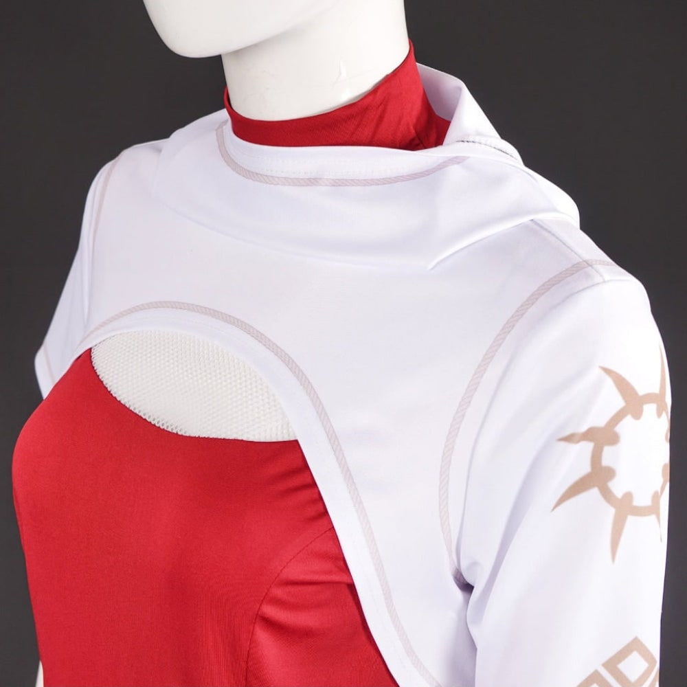 Halloween Anime Cosplay Costume Set with Hooded Shrug Pleated Skirt and Gold Doki - Image 6
