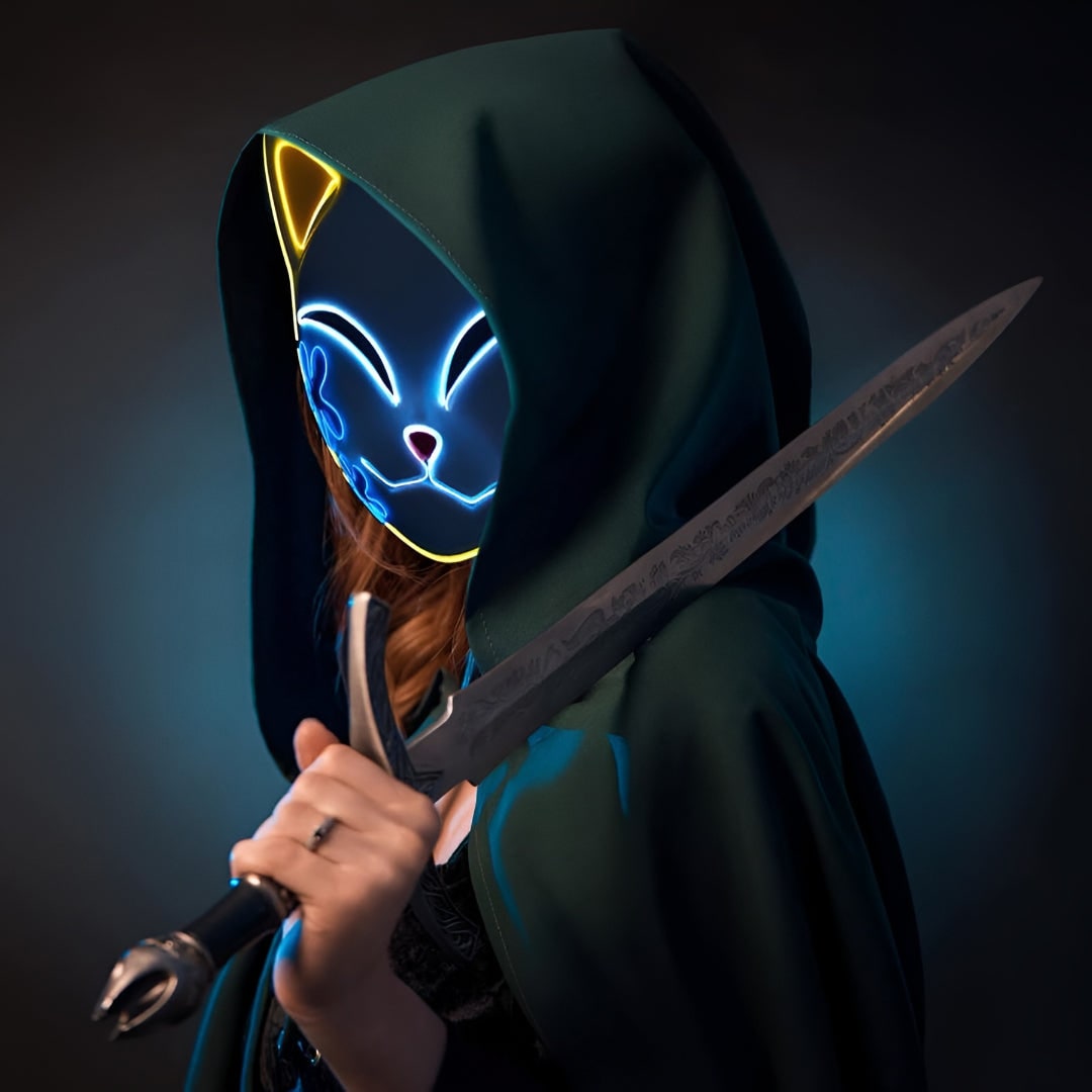 Halloween Anime Cosplay Costume Warrior with Flame Cape and Character Outfit Set - Image 11