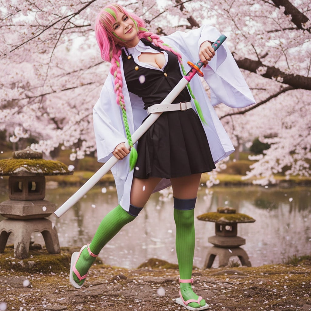 Halloween Anime Cosplay Costume with Haori Jacket and Character Design Multi-Piece Set - Image 2