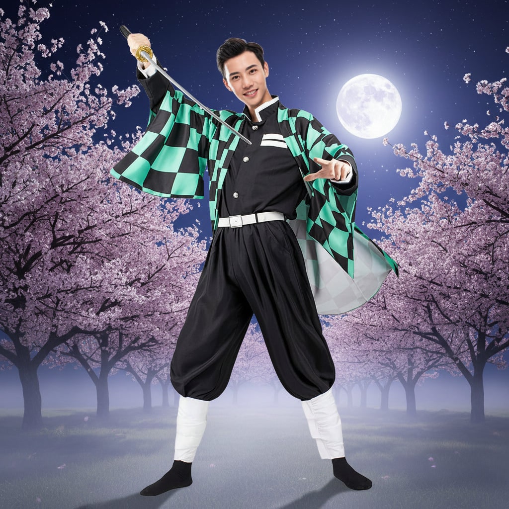 Halloween Anime Cosplay Costume with Haori Jacket and Character Design Multi-Piece Set - Image 3