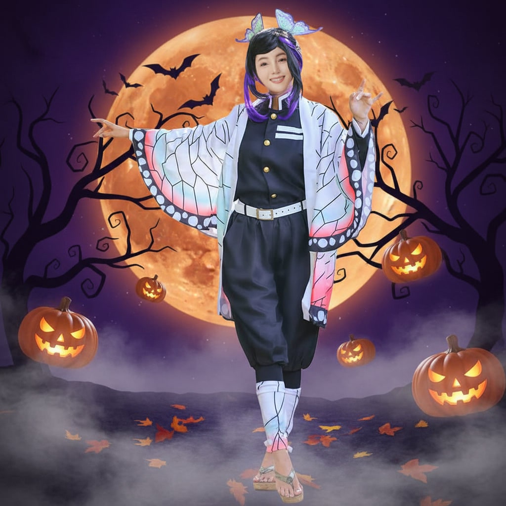 Halloween Anime Cosplay Costume with Haori Jacket and Character Design Multi-Piece Set - Image 4