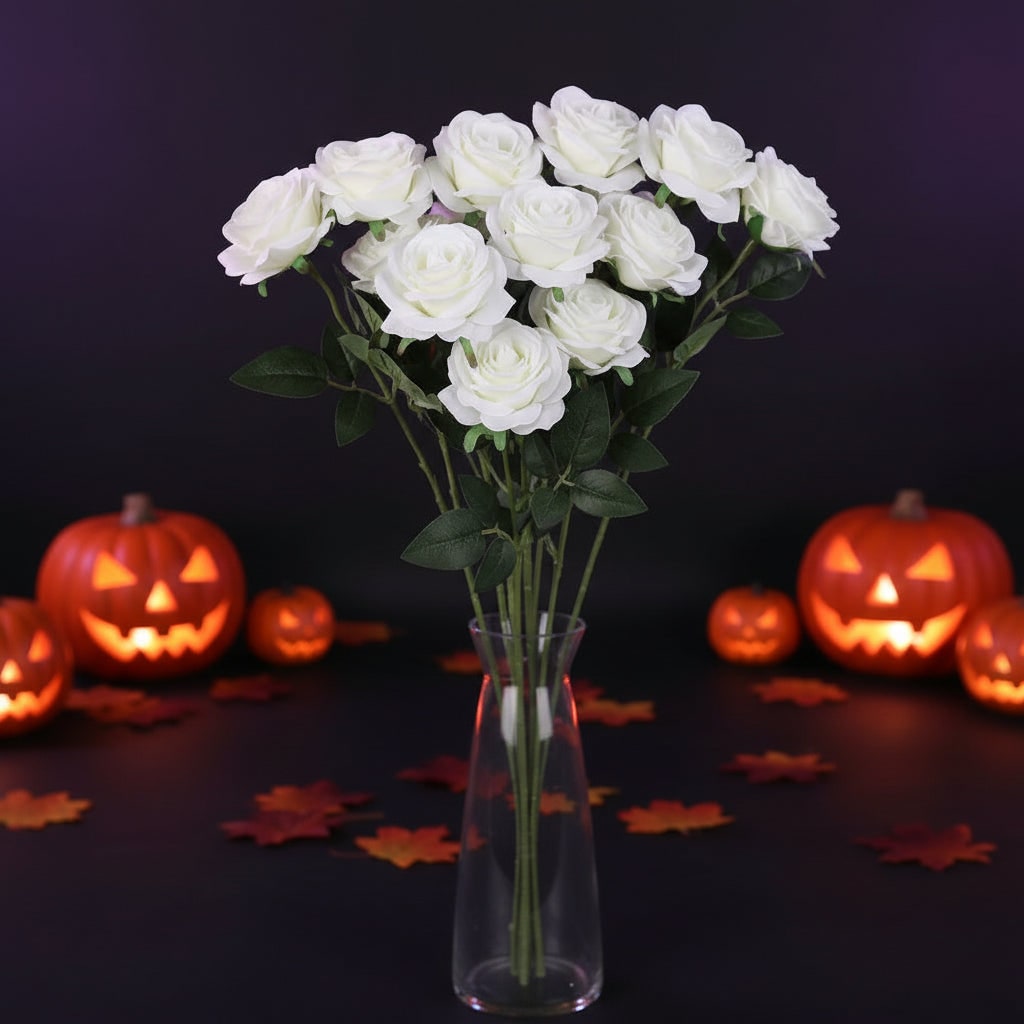 Halloween Artificial Roses Bulk in Vase with Stems for Seasonal Floral Decoration - Image 4
