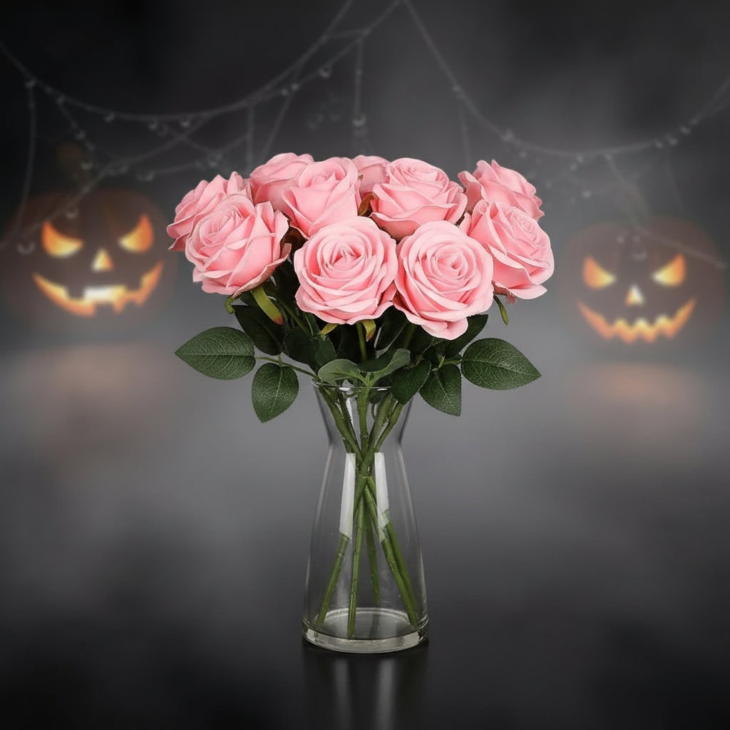 Halloween Artificial Roses Bulk in Vase with Stems for Seasonal Floral Decoration - Image 8