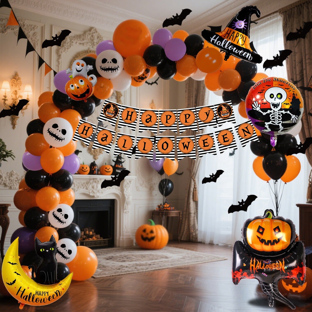 Halloween Balloon Arch Kit with Standing Stand for Party Decoration with Foil and Banner - Image 3