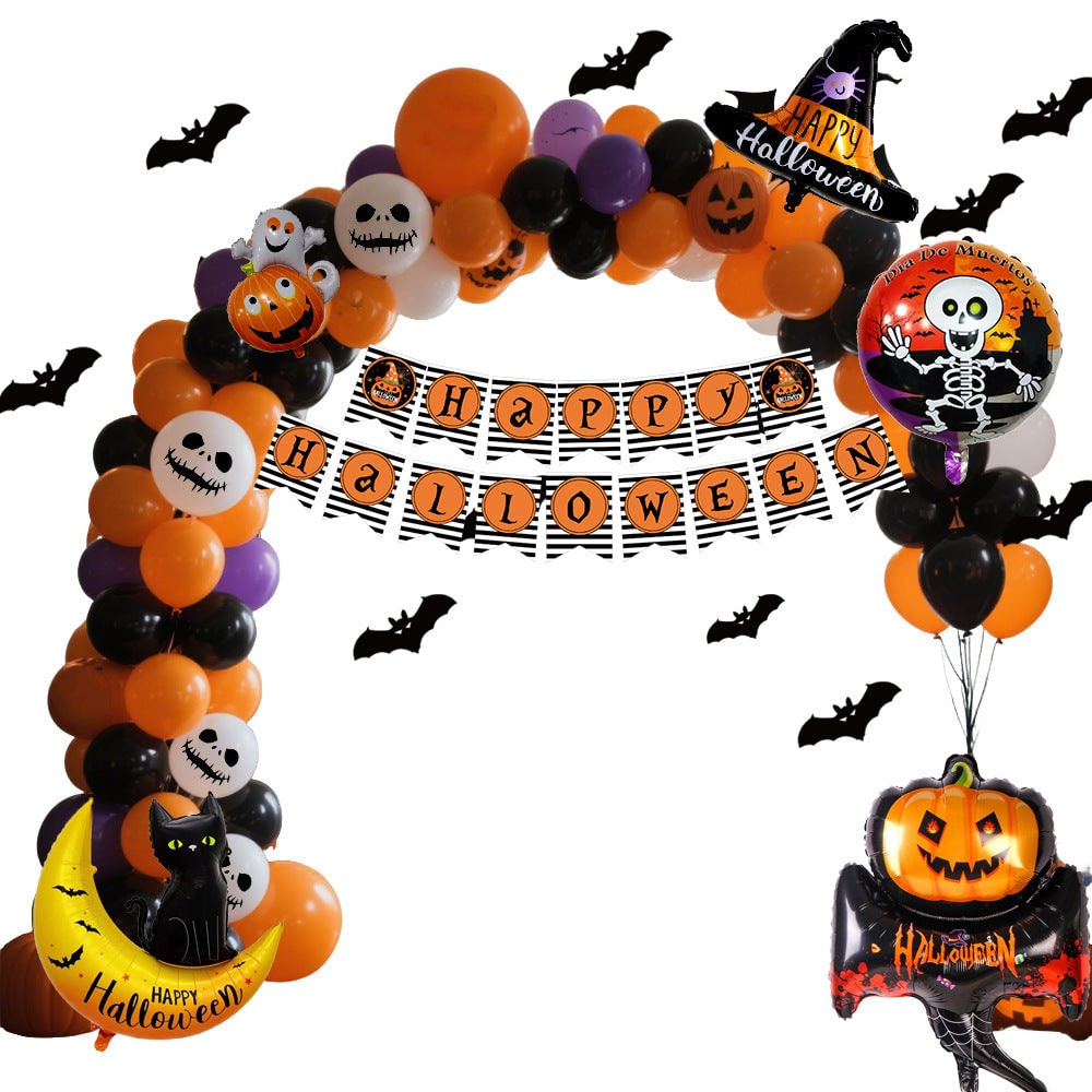 Halloween Balloon Arch Kit with Standing Stand for Party Decoration with Foil and Banner - Image 4