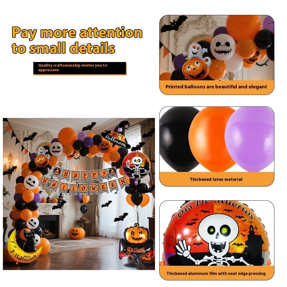 Halloween Balloon Arch Kit with Standing Stand for Party Decoration with Foil and Banner - Image 5
