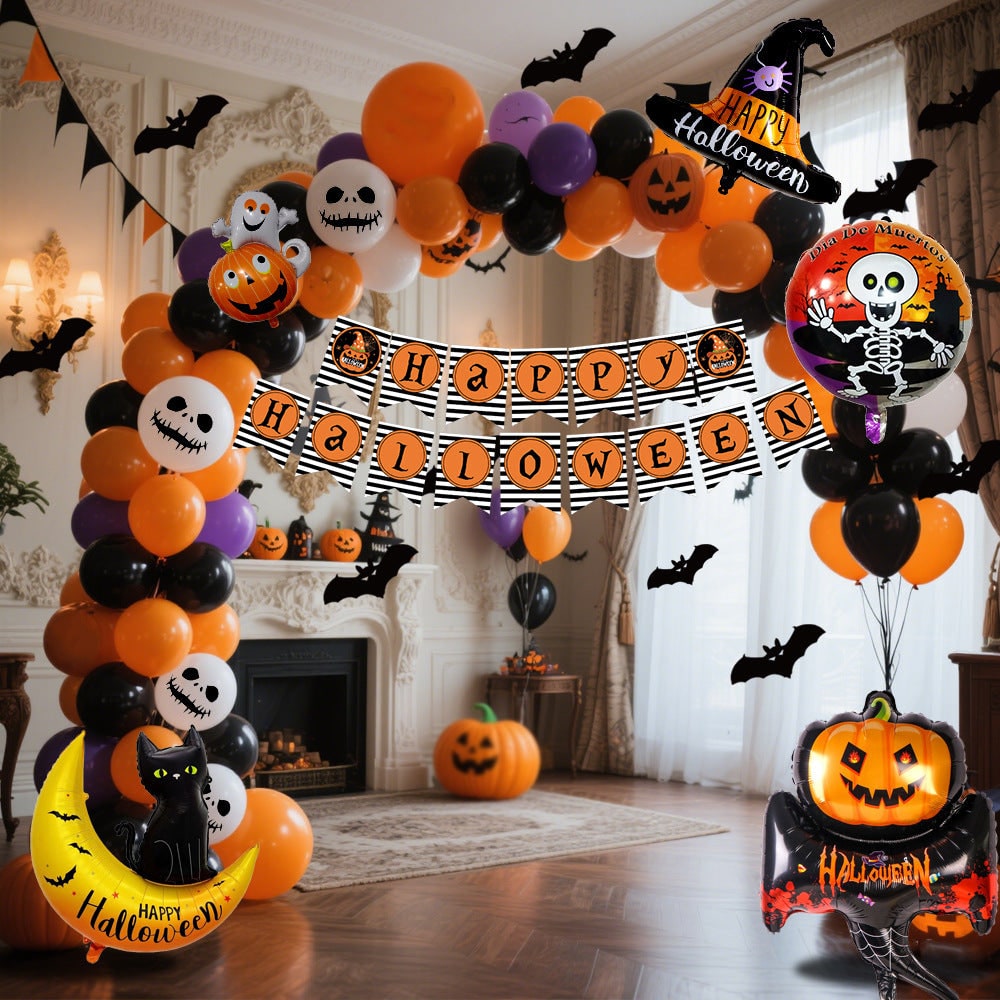 Halloween Balloon Arch Kit with Standing Stand for Party Decoration with Foil and Banner - Image 7