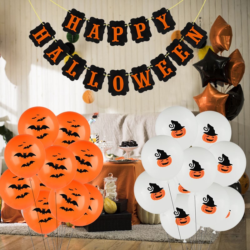 Halloween Balloons Latex Party with Spooky Printed Designs for Decoration Happy Birthday - Image 1