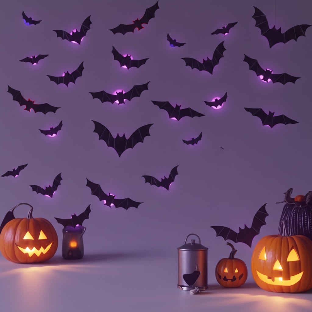 Halloween Bat Decorations and Lights Outdoor with 3D Foldable Wings LED Backlight Wall Decor - Image 2
