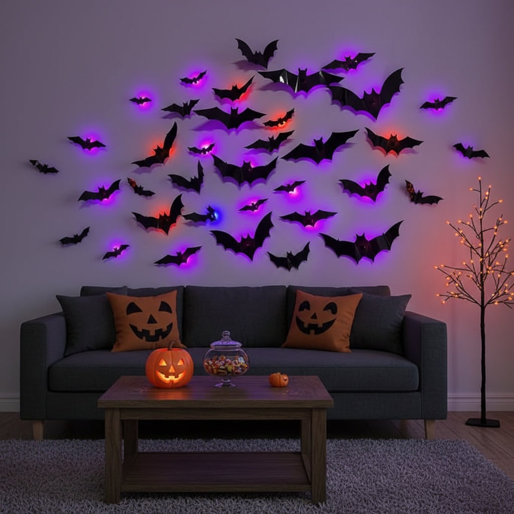 Halloween Bat Decorations with LED Lights for Indoor Outdoor Party and Yard - Image 1