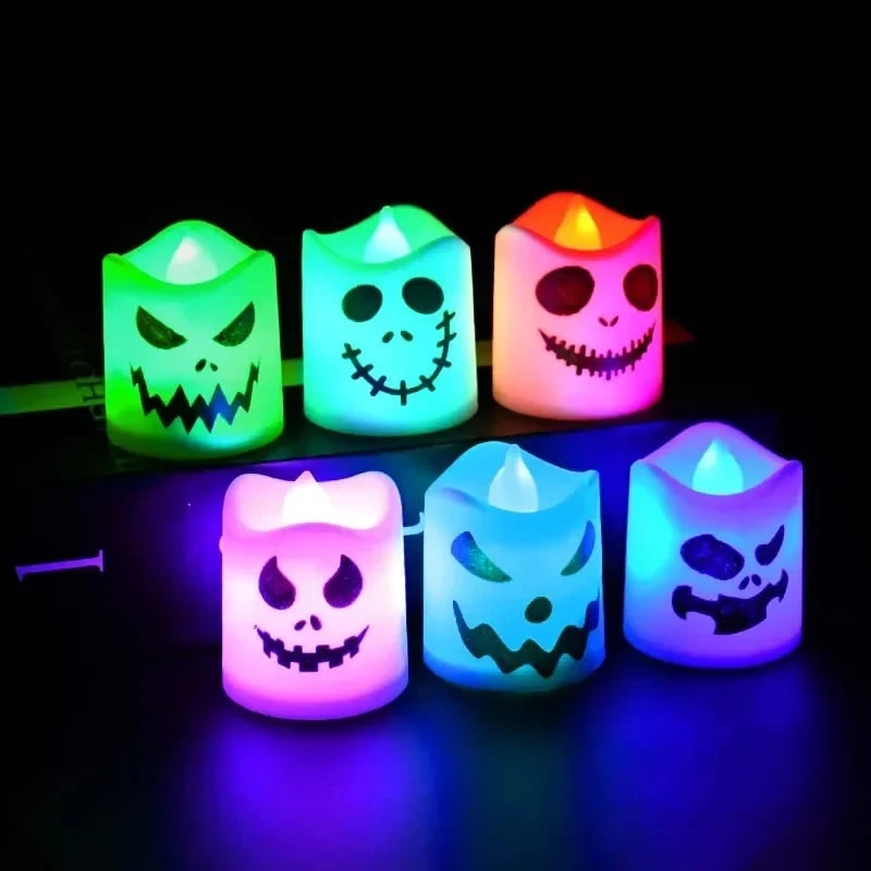 Halloween Battery Operated Tea Lights with Color Changing LED Flameless Candles Set of 6 - Image 2