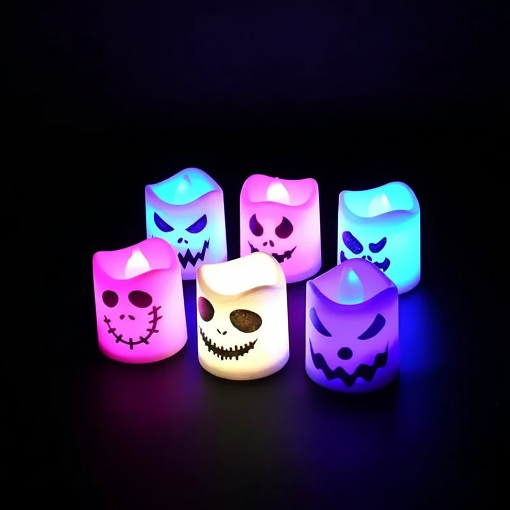 Halloween Battery Operated Tea Lights with Color Changing LED Flameless Candles Set of 6 - Image 3