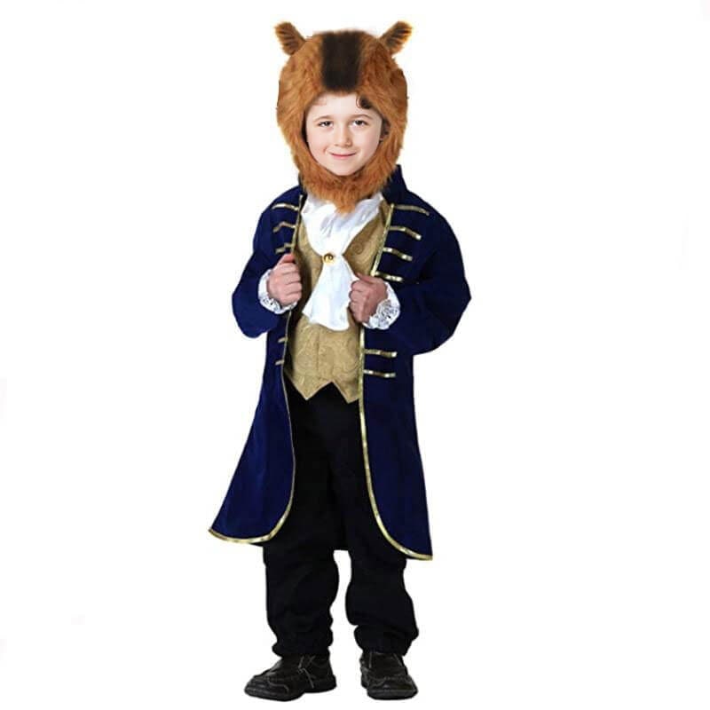 Halloween Beauty and beast mutant Costume with Velvet Jacket Horns Hood - Image 8