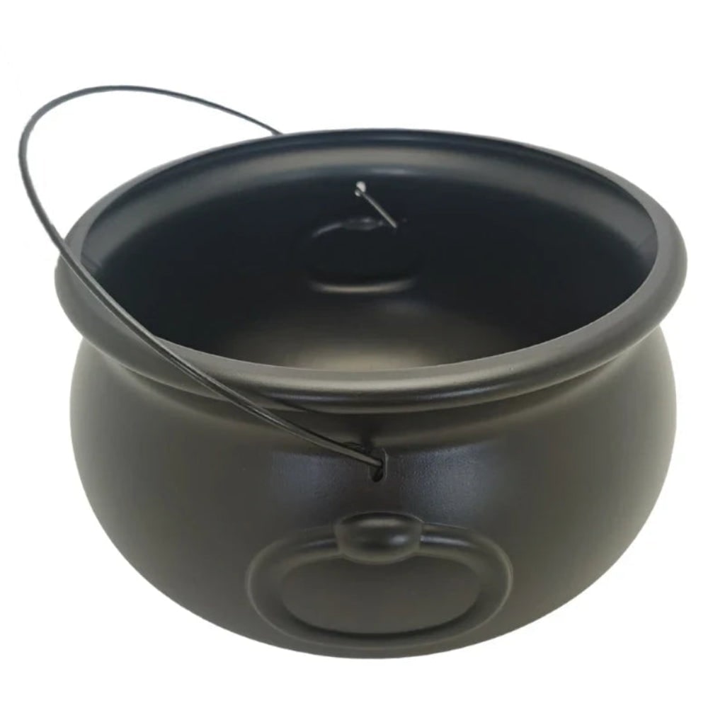 Halloween Black Plastic Bucket Cauldron with Wire Handle for Trick or Treat Party Decoration - Image 3