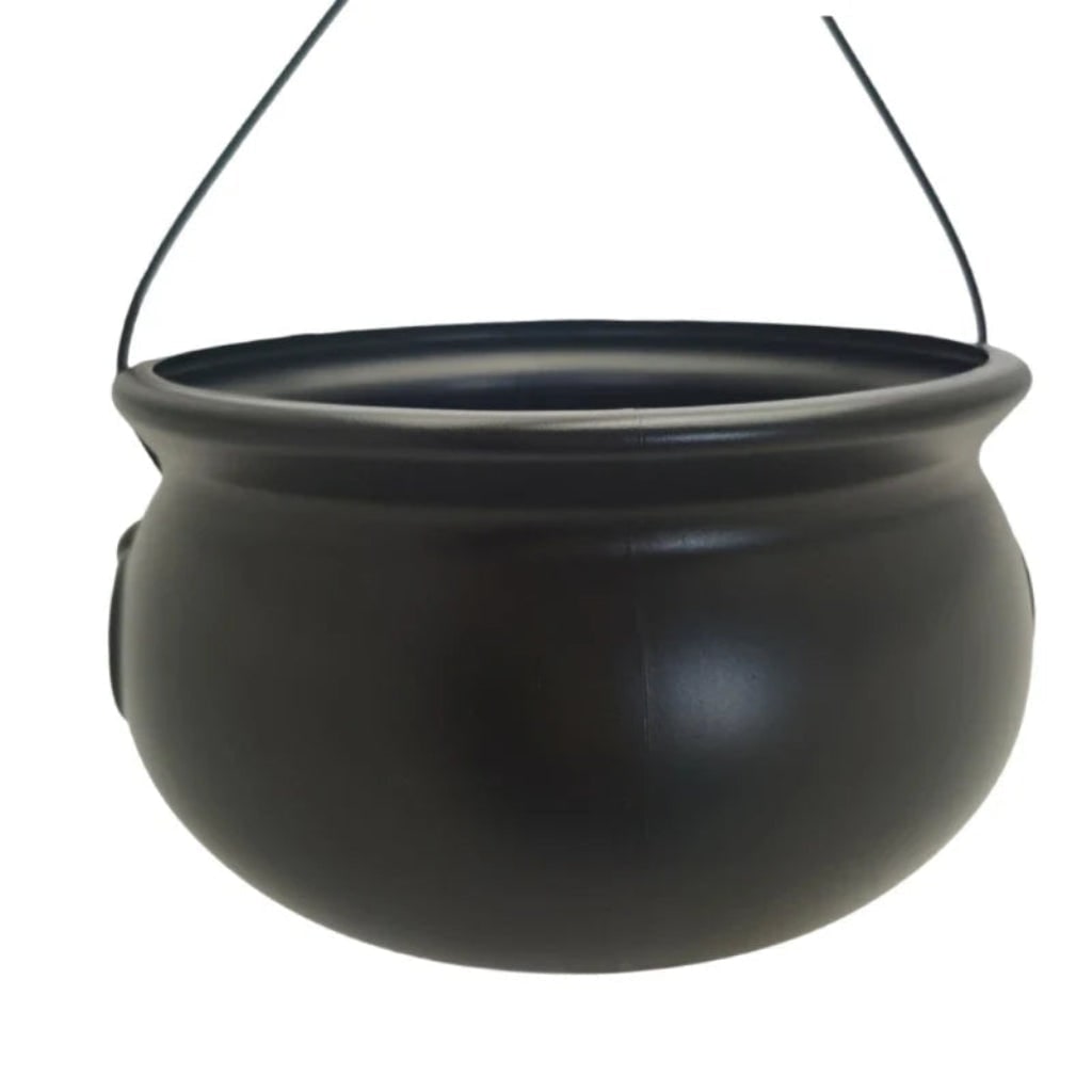 Halloween Black Plastic Bucket Cauldron with Wire Handle for Trick or Treat Party Decoration - Image 4