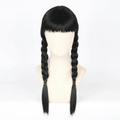 Halloween Braided Costume Wig with Straight Bangs and Pigtails Synthetic Hair Dress Up - Image 1