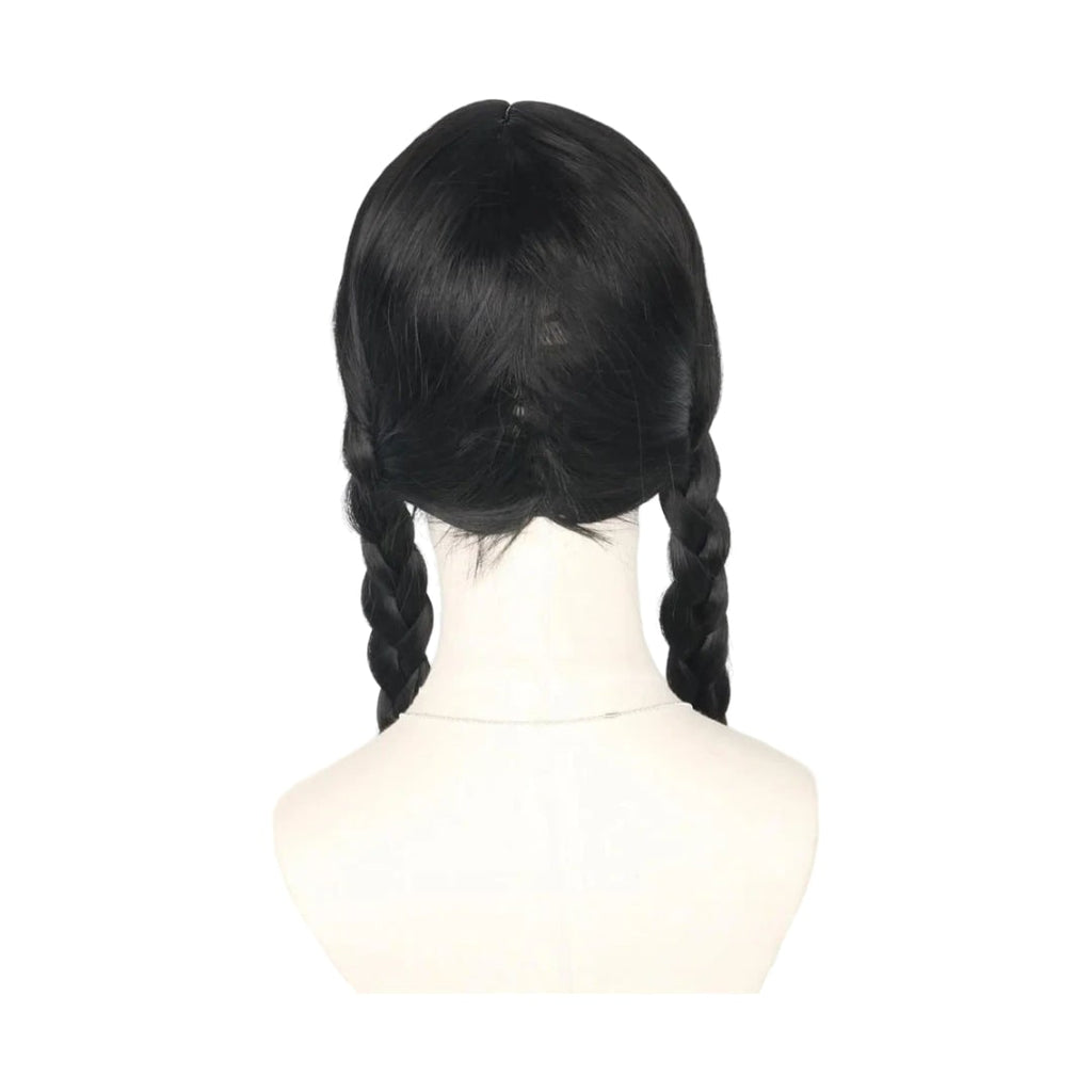 Halloween Braided Costume Wig with Straight Bangs and Pigtails Synthetic Hair Dress Up - Image 4
