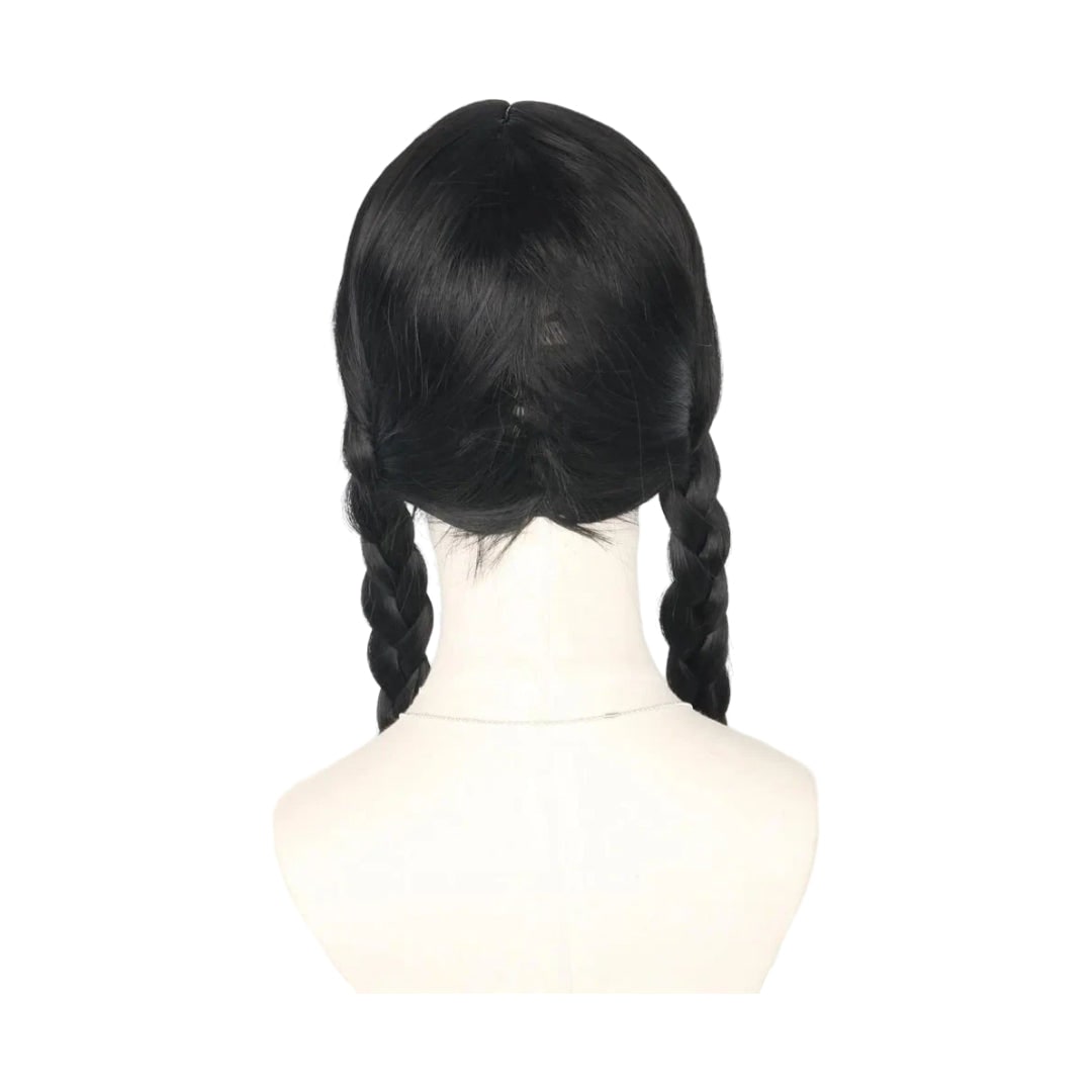 Halloween Braided Costume Wig with Straight Bangs and Pigtails Synthetic Hair Dress Up - Image 4