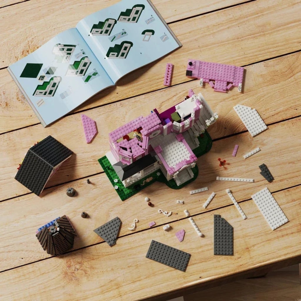 Halloween Building Block Sets with LED Lights Victorian Pink Dollhouse for Children Creative Play - Image 4