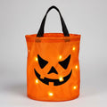 Halloween Candy Bag Reusable Bucket for Trick or Treat with LED Light Up Pumpkin Design - Image 1