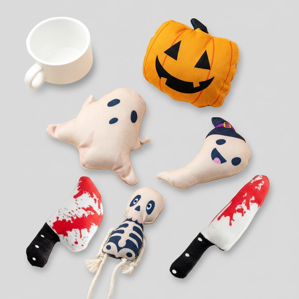 Halloween Cat Toys Catnip Stuffed Animal with Plush Ghost Skeleton Pumpkin Shapes for Kitten - Image 8