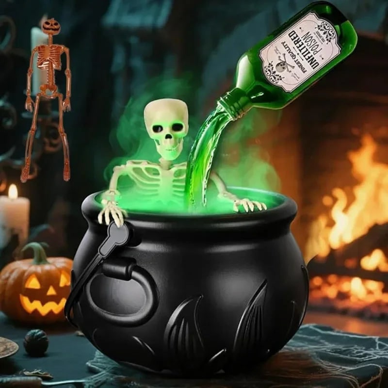 Halloween Cauldron Fog Machine Smoke Effect and LED Lights for Haunted House Party Decoration - Image 1