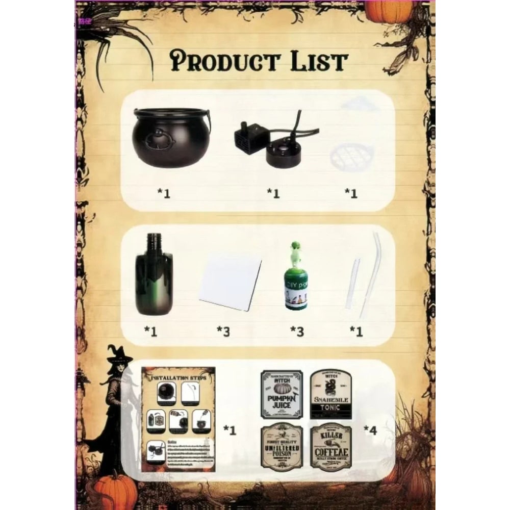 Halloween Cauldron Fog Machine Smoke Effect and LED Lights for Haunted House Party Decoration - Image 14