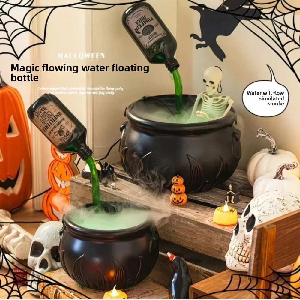 Halloween Cauldron Fog Machine Smoke Effect and LED Lights for Haunted House Party Decoration - Image 2
